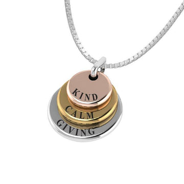 3 Words That Matter Triple Round Yellow Gold, Rose Gold and Silver Charm OSE757P Custom - Jewelry